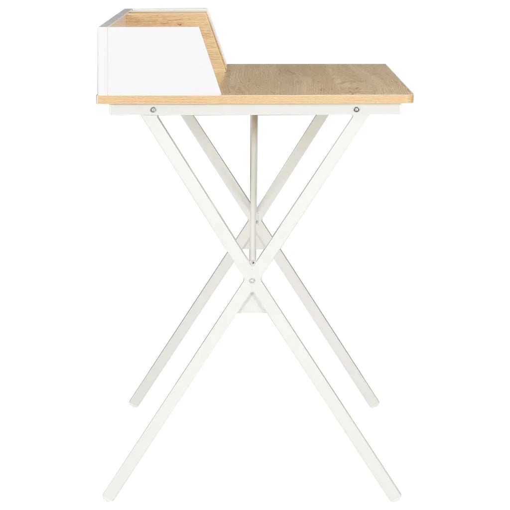 Scrivania Bianca e Naturale 80x50x84 cm 20273