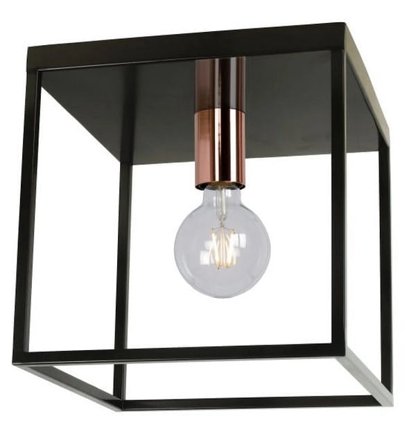 Lucide plafoniera Arthur nera 25 cm E27 40W in metallo