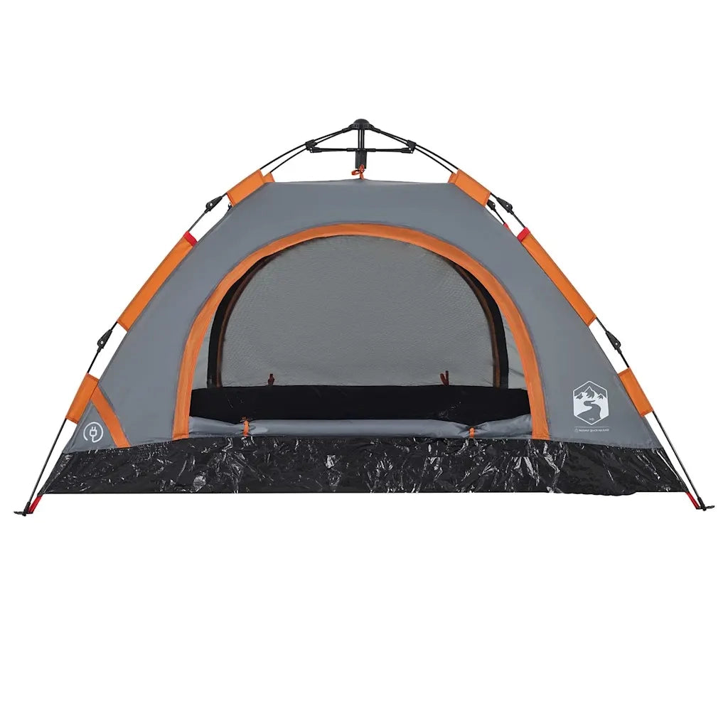 Tenda Campeggio 2 Persone-Tenda per Escursionismo Grigio e Arancione a Rilascio Rapido