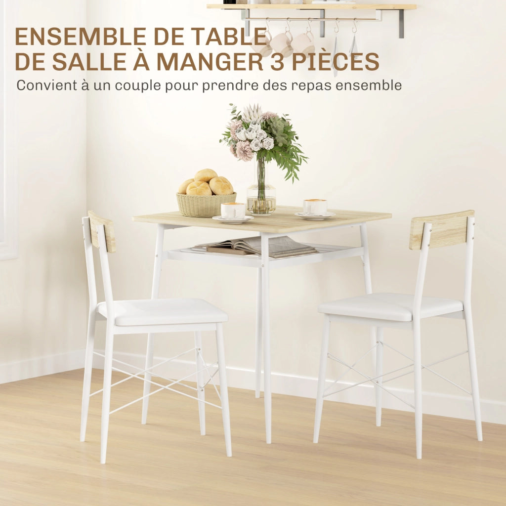 Tavolo da pranzo allungabile con 2 sedie ¨C zephmum ¨C bianco rovere
