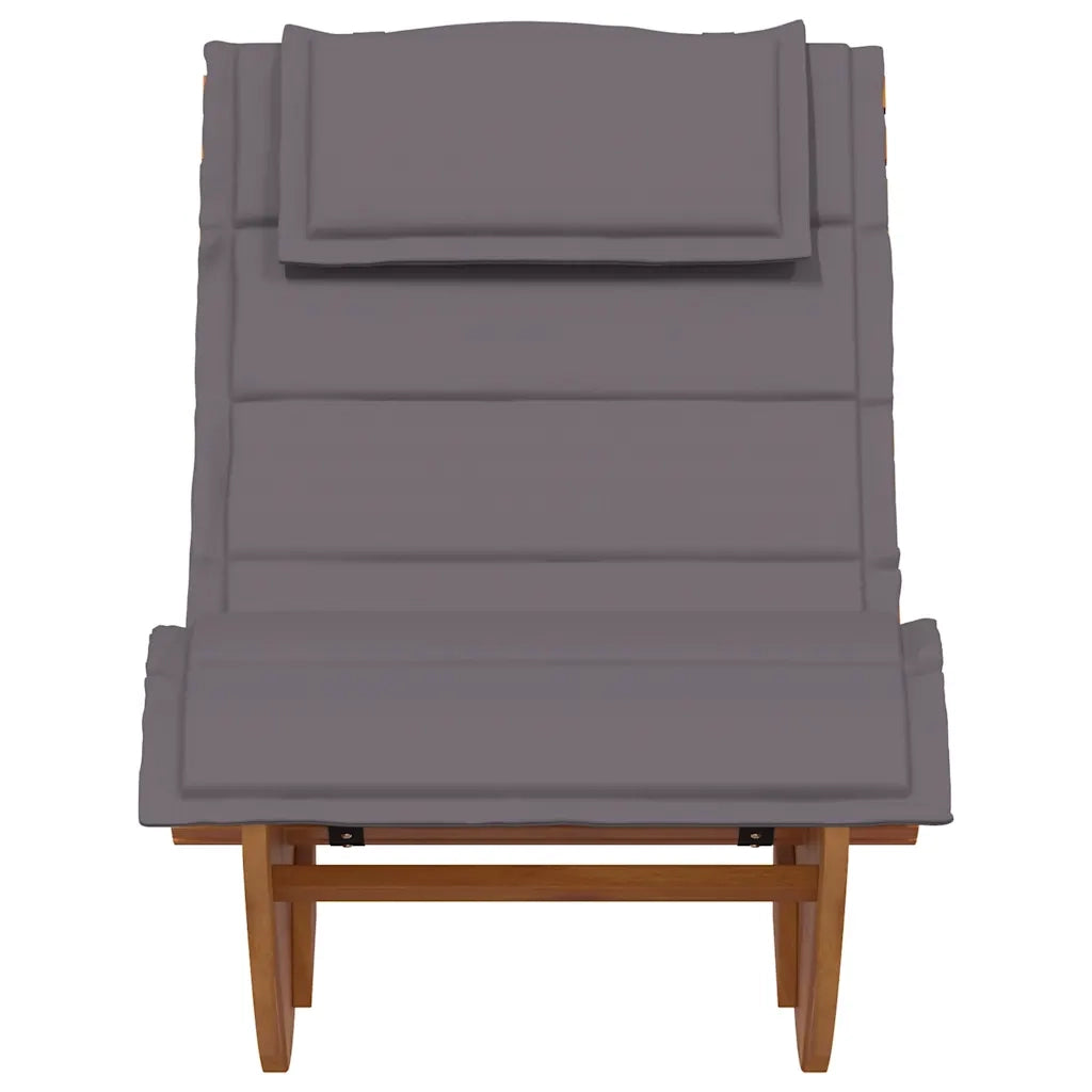 Lettino a Dondolo con Cuscino in Legno Massello di Acacia 4103883