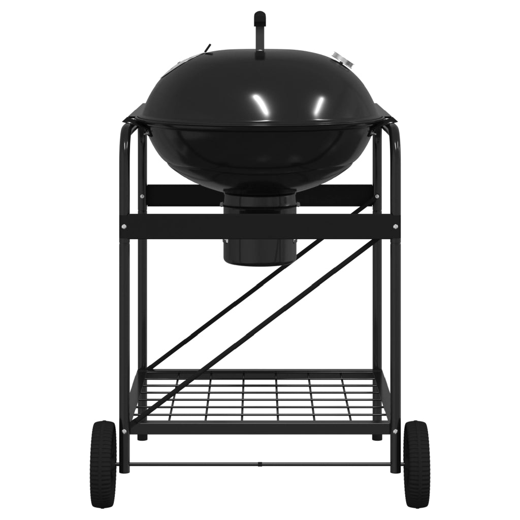 Carrello Barbecue a Carbone  con Coperchio Nero 96x72x113 cm in Metallo