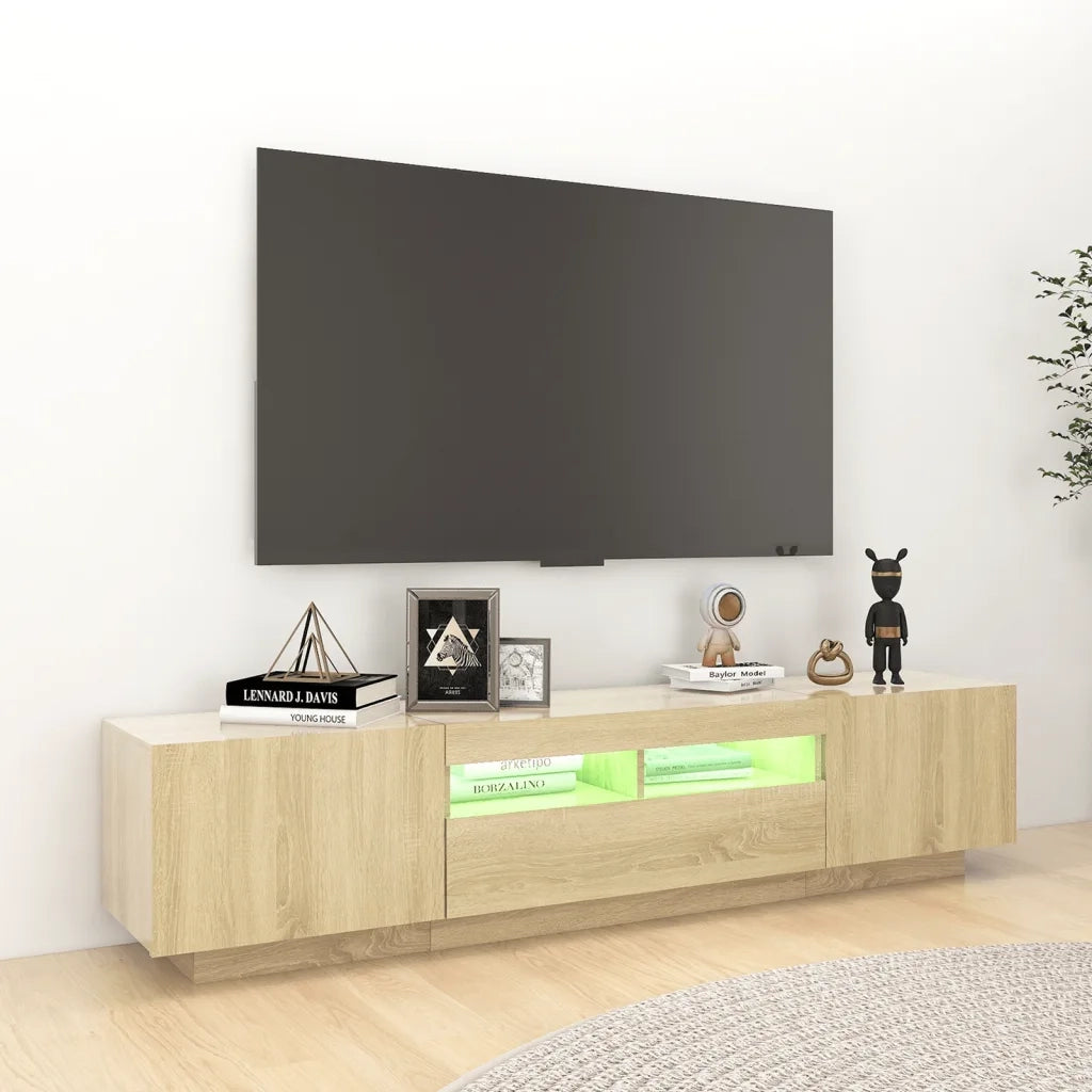 Mobile Porta TV con Luci LED-Credenza per TV Rovere Sonoma 180x35x40 cm