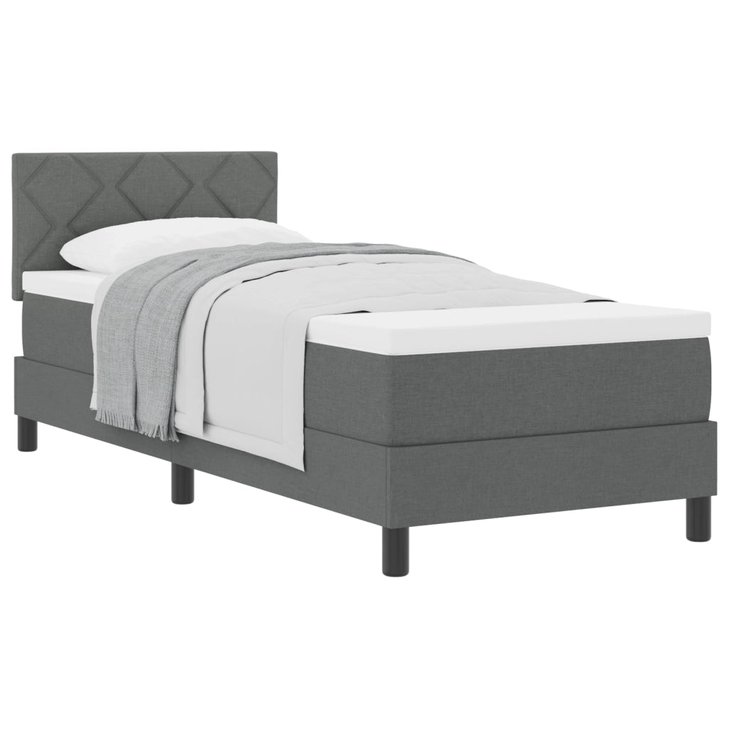 Letto Box Spring con Materasso Grigio Scuro 80x200 cm Tessuto