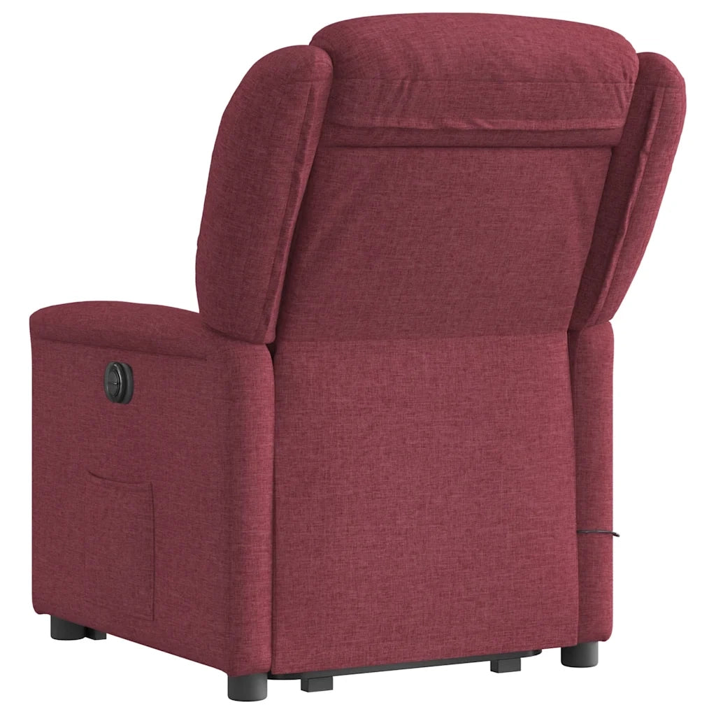 vidaXL Poltrona Alzapersona Massaggiante Elettrica Rosso Vino Tessuto