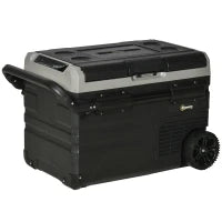 Frigorifero Portatile per Auto 40L con Illuminazione a LED, con Maniglia e Ruote per Trasporto, Barca, Camper, Viaggi 12/24V DC e 110-240V AC Nero e Grigio
