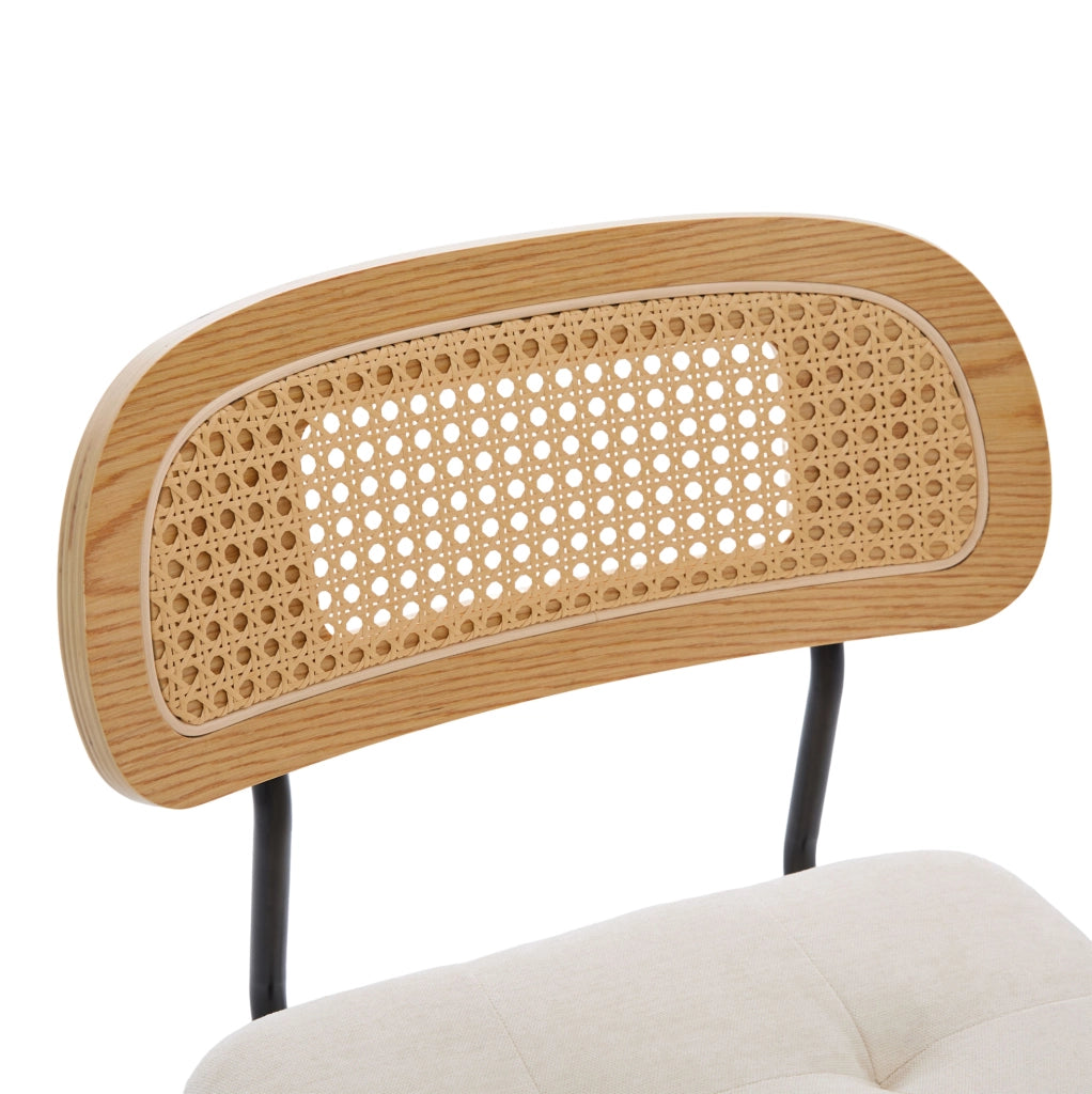 Sedia a dondolo con schienale alto ergonomico in velluto beige