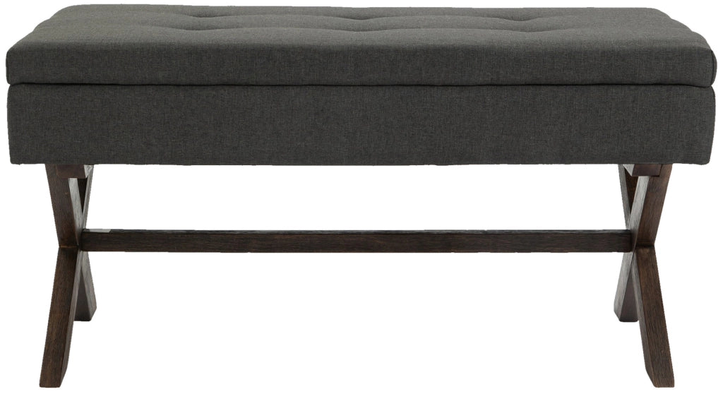 Panca con vano contenitore Namaro In Tessuto grigio scuro,antico