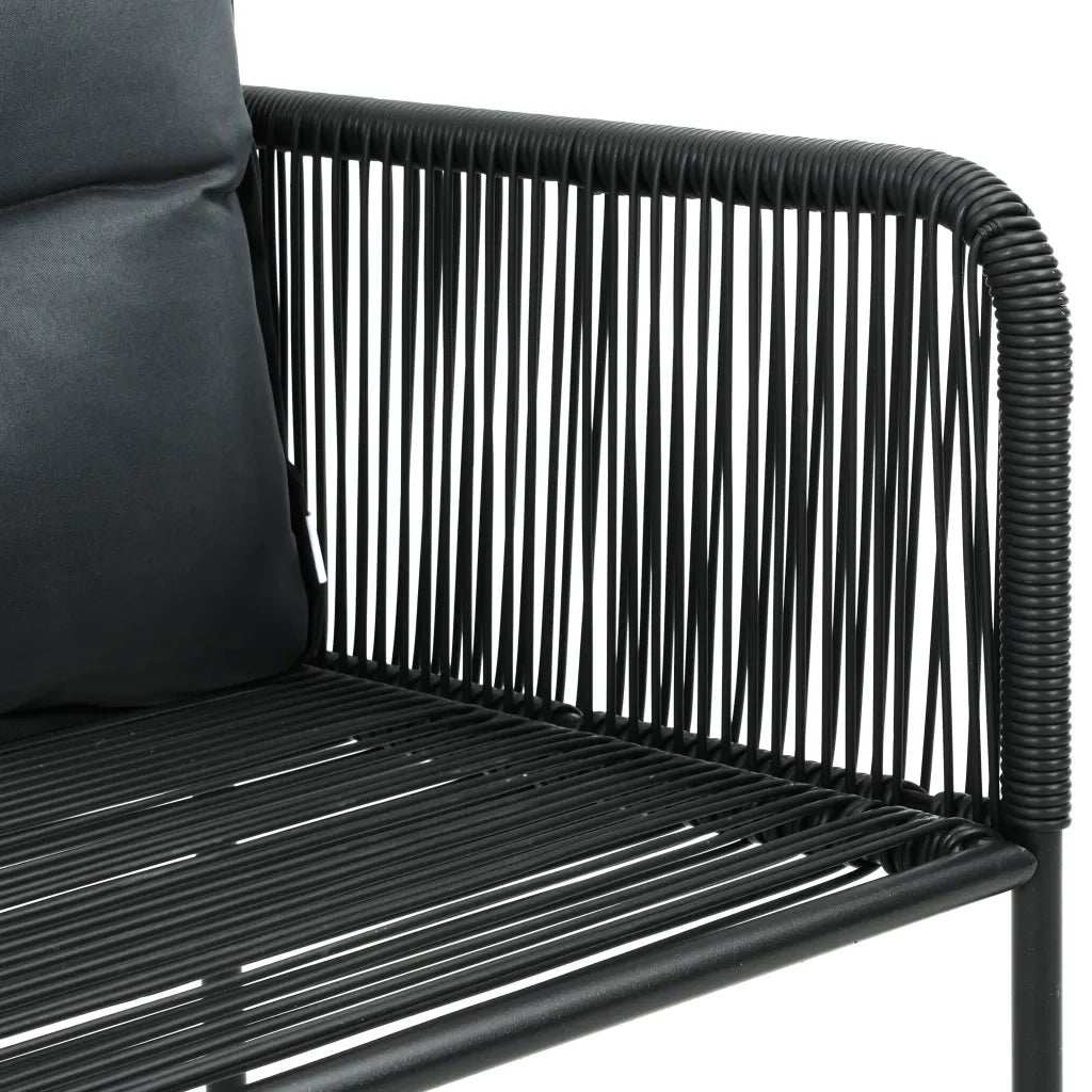 Set da Pranzo da Giardino 3 pz in Rattan PVC Nero 3060094
