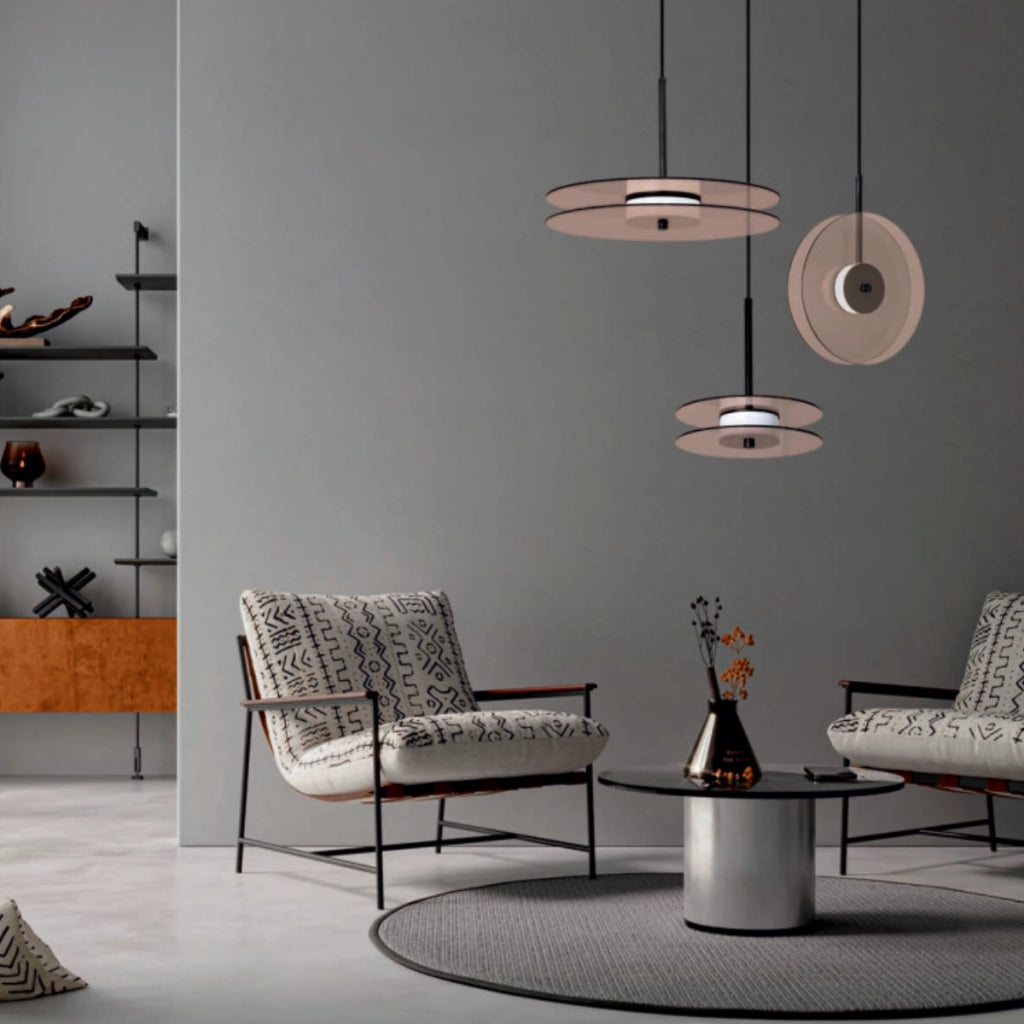 Lampada sospesa verticale CASY nera vetro fumé LED CCT 6W