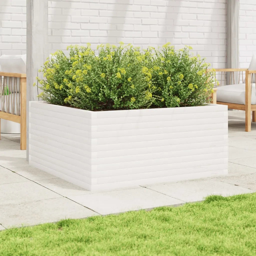 Fioriera da Giardino Bianca 100x100x46cm Legno Massello di Pino 3282430