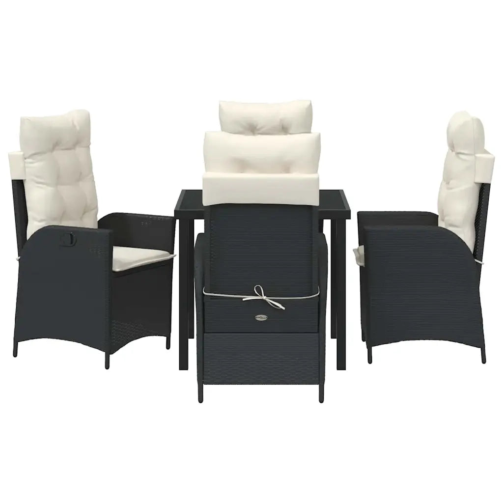Set da Pranzo per Giardino con cuscino 5 pcs Nero polyrattan 3380478