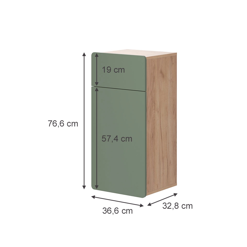 Vicco mobiletto bagno Goldkraft rovere/verde 36.6 x 76.6 cm con cassetto e anta