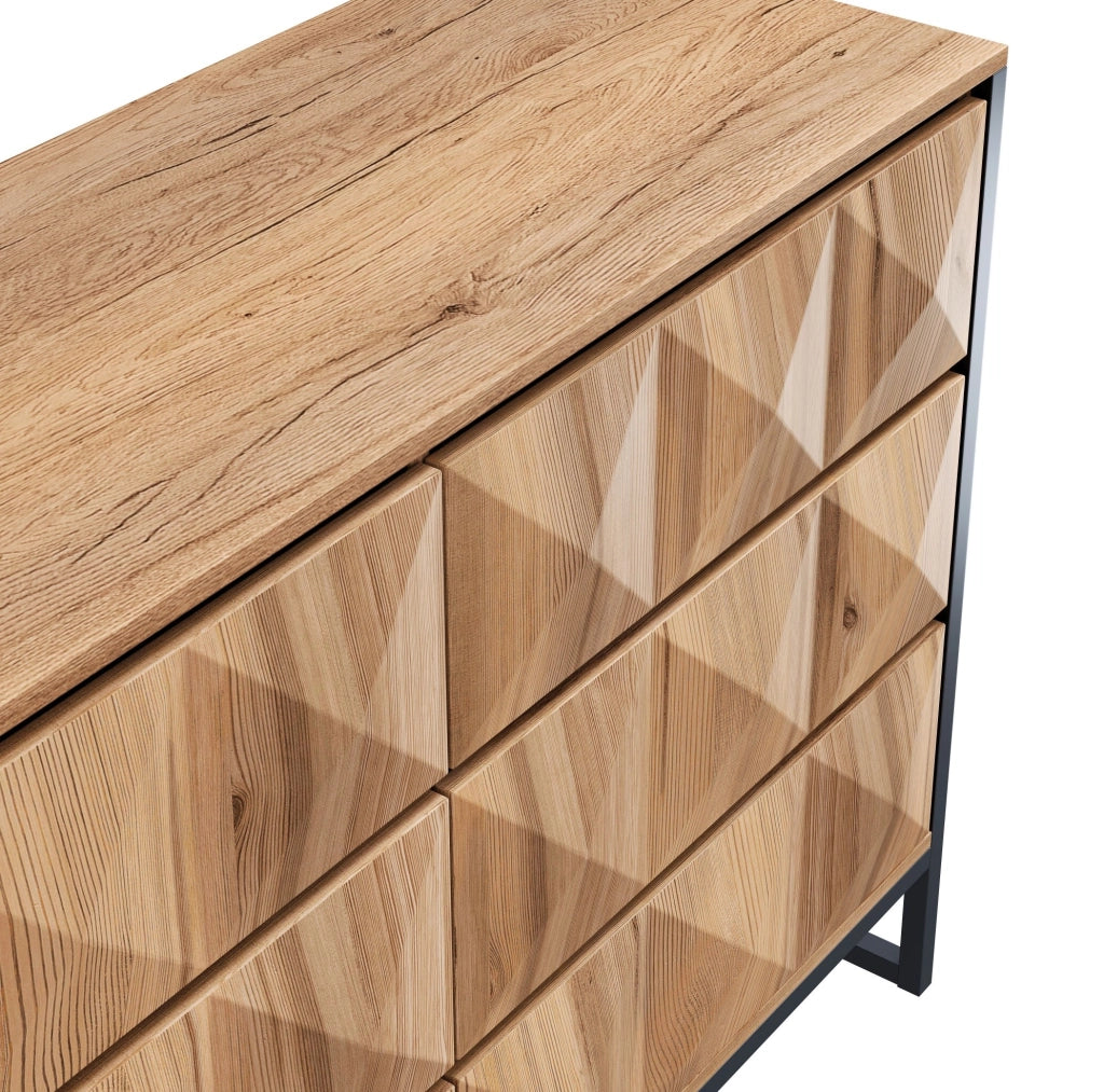 Credenza 120x40x80 cm in truciolare e MDF nero e legno， mobile da ingresso