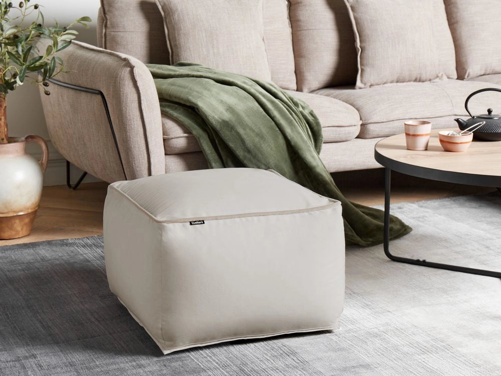 Pouf in velluto a tinta unita con imbottitura in EPS beige stile moderno quadrato