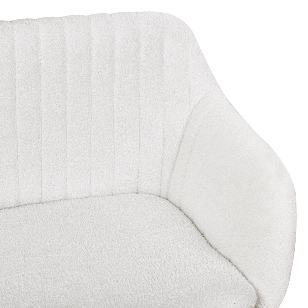 Divano 2 Posti in tessuto bianco sporco con Gambe in Legno Struttura in metallo Gambe in legno chiaro Panca