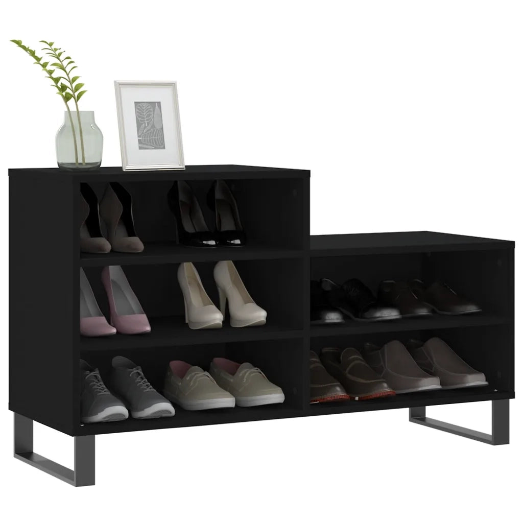 Scarpiera | Mobile per scarpe Nera 102x36x60 cm in Legno Multistrato