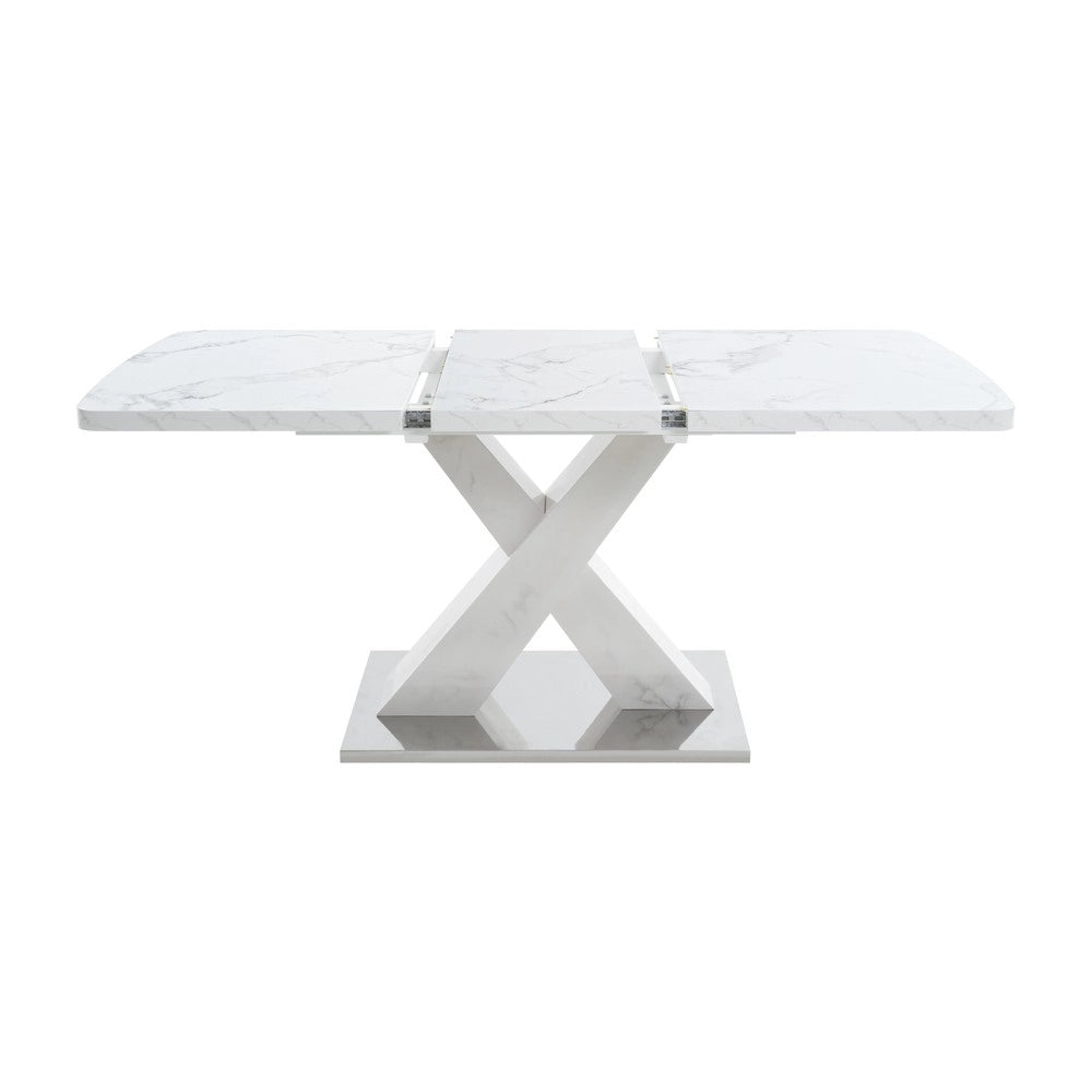 Tavolo da Pranzo Allungabile con Piano Effetto Marmo ¨C Xylo ¨C Rettangolare, MDF, 120-160 cm