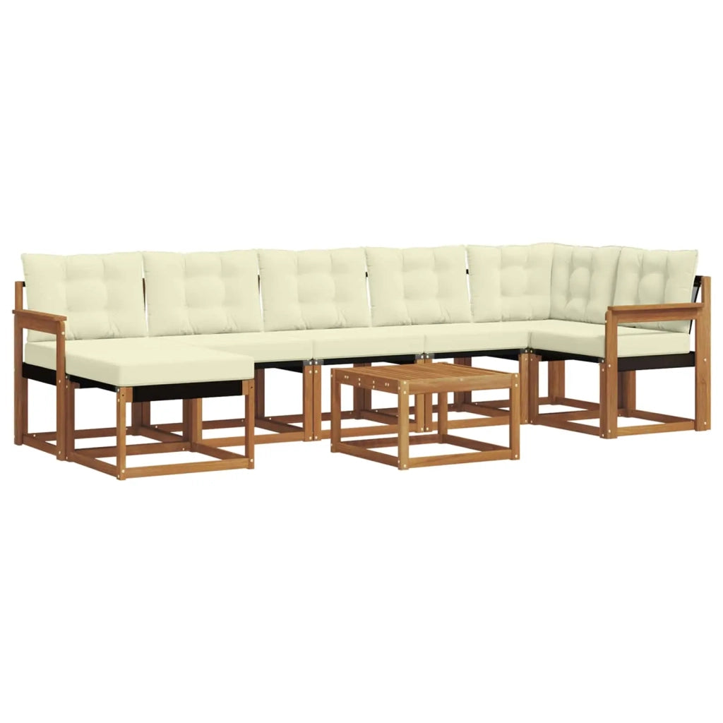 Set di divani da esterno con cuscino 8 pcs Naturale e Crema