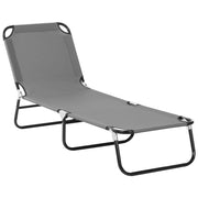SDRAIO DA GIARDINO PIEGHEVOLE CON SCHIENALE REGOLABILE, ACCIAIO E TESSUTO OXFORD, 188X56X28CM, GRIGIO