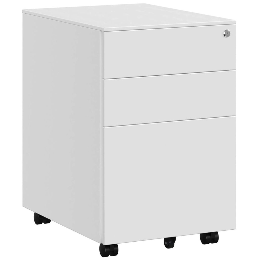 Cassettiera per documenti OFC60WT in acciaio bianco con ruote