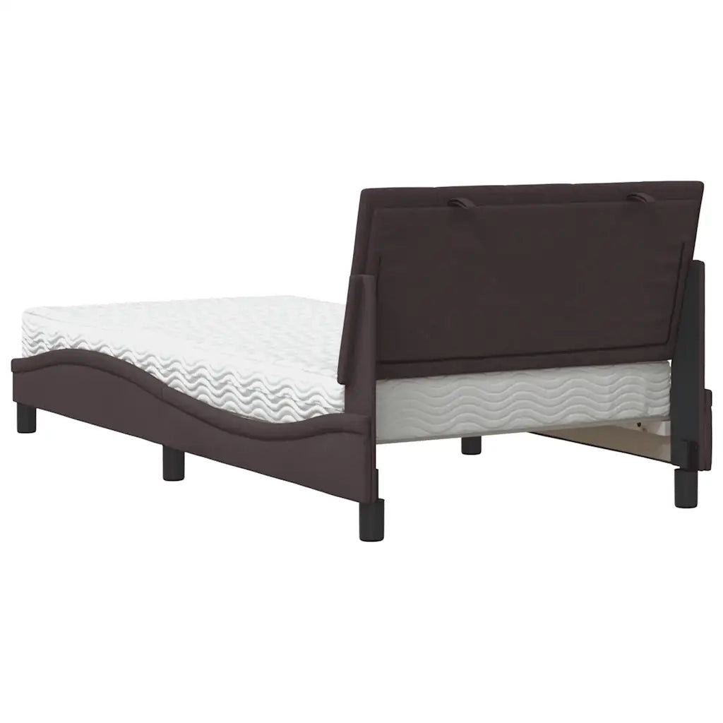 Letto con Materasso-Struttura Letto con Materasso Hanko Marrone Scuro 100x200 cm in Tessuto