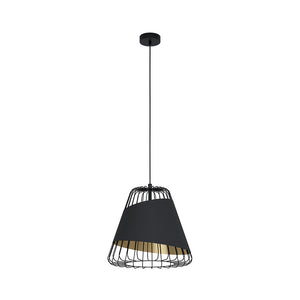 Lampadario Industrial Austell 1 Luce Acciaio Nero E Oro