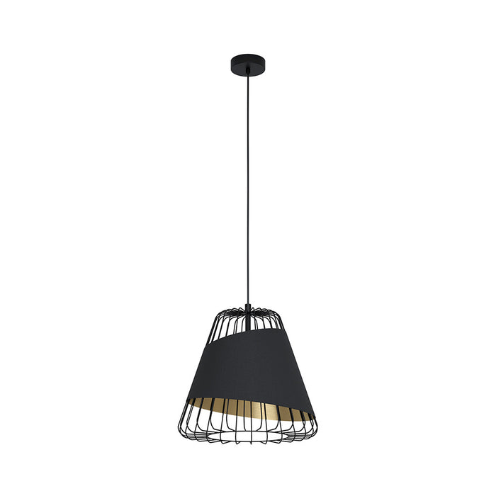 Lampadario Industrial Austell 1 Luce Acciaio Nero E Oro