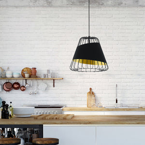 Lampadario Industrial Austell 1 Luce Acciaio Nero E Oro
