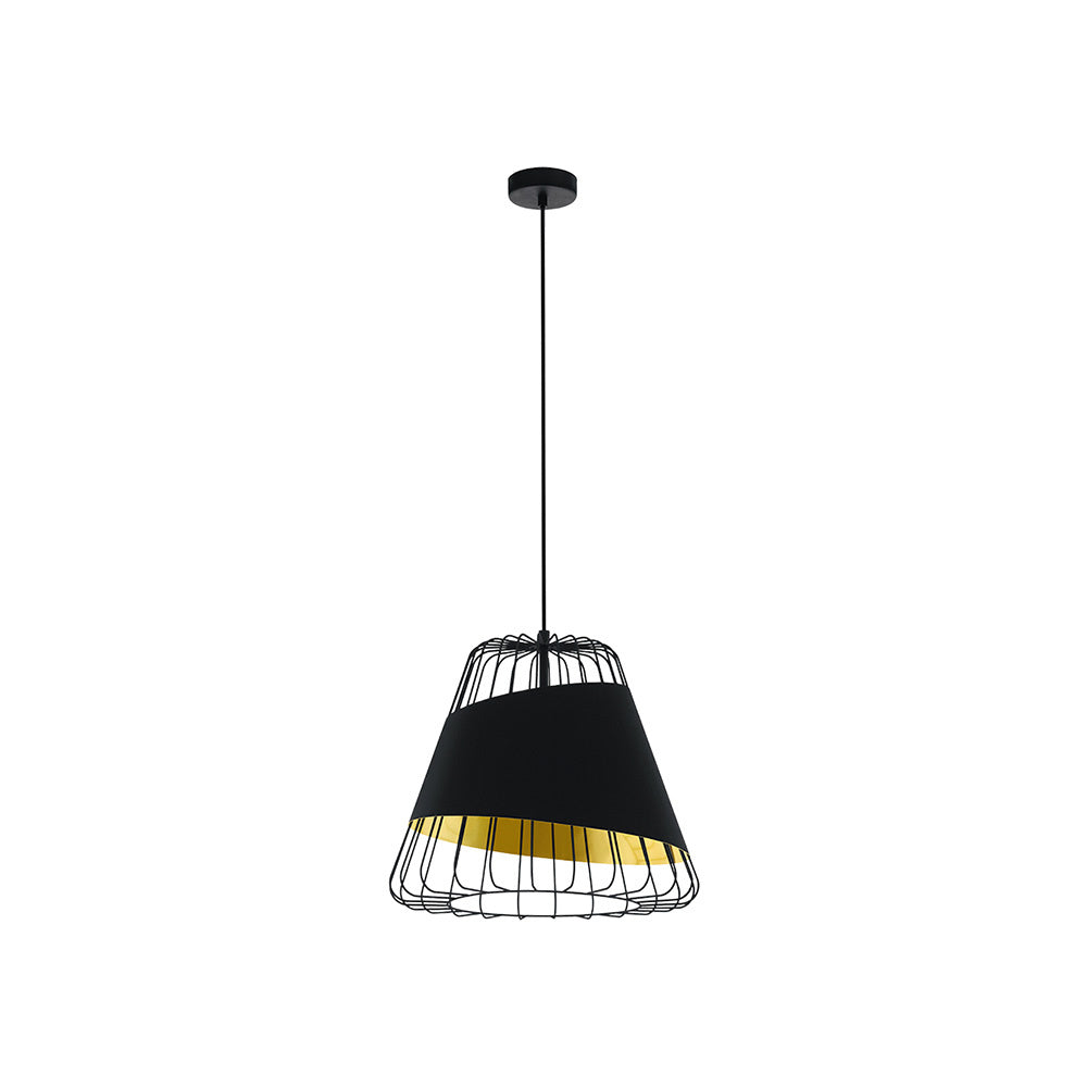 Lampadario Industrial Austell 1 Luce Acciaio Nero E Oro