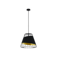 Lampadario Industrial Austell 1 Luce Acciaio Nero E Oro