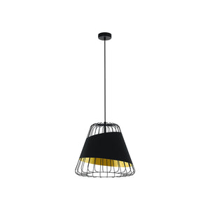 Lampadario Industrial Austell 1 Luce Acciaio Nero E Oro