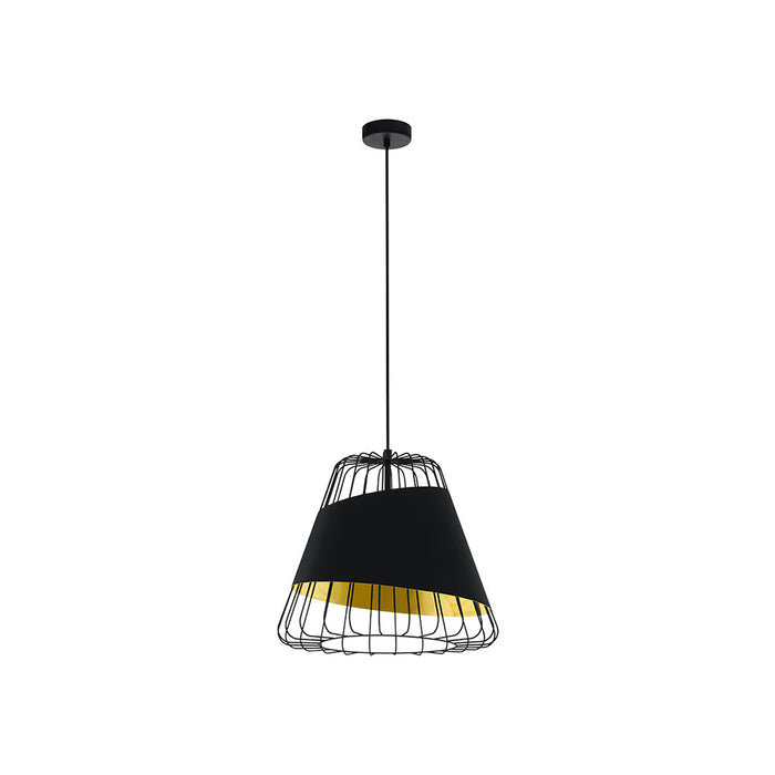 Lampadario Industrial Austell 1 Luce Acciaio Nero E Oro