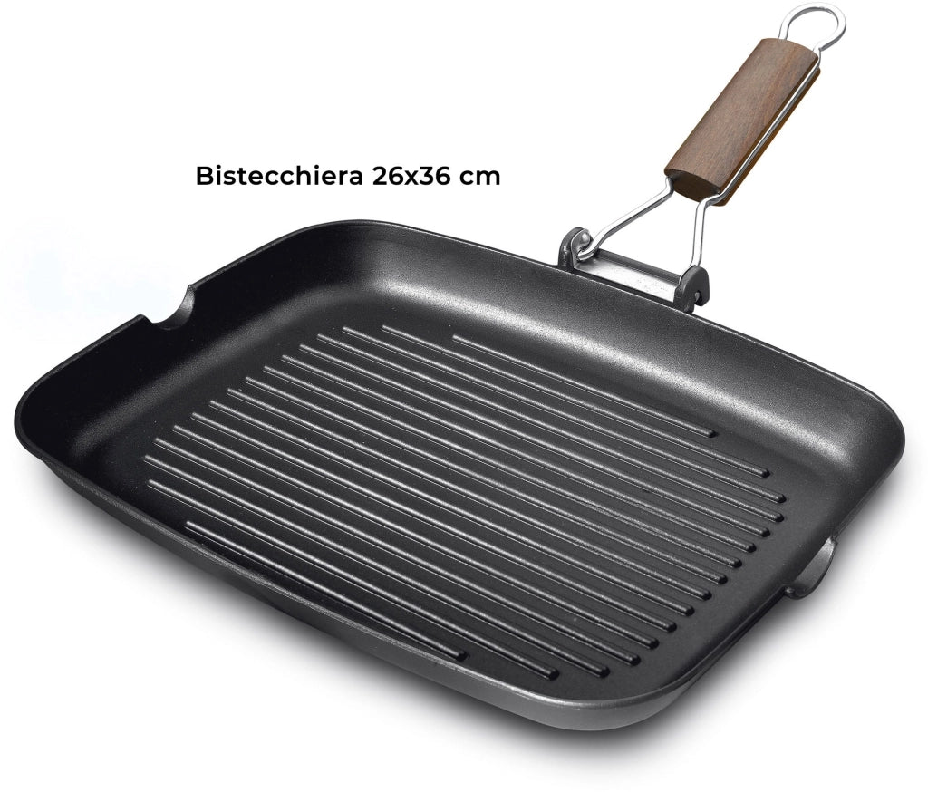 Set 4 Pezzi Bistecchiera + Piastra Multiuso in Alluminio Pressofuso Antiaderente Olympia Supreme
