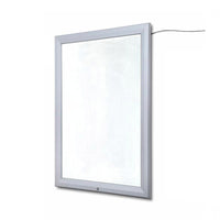 Bacheca con Apertura a Ribalta 70x100 cm in Alluminio Retroilluminata con Led Porta Poster Silver