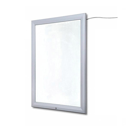 Bacheca con Apertura a Ribalta 70x100 cm in Alluminio Retroilluminata con Led Porta Poster Silver