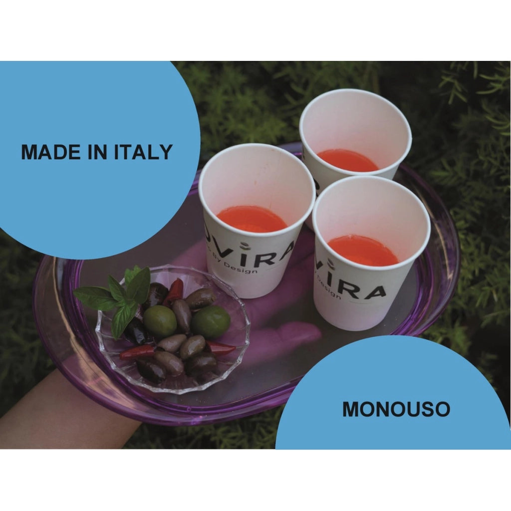 BIOVIRA 100 Bicchieri di Carta da 240 ml Monouso Biodegradabili, Calendario Gastronomico 2026 – Ideali per Acqua e Bevande Calde e Fredde, Alternativa Ecologica ai Bicchieri di Plastica Usa e Getta