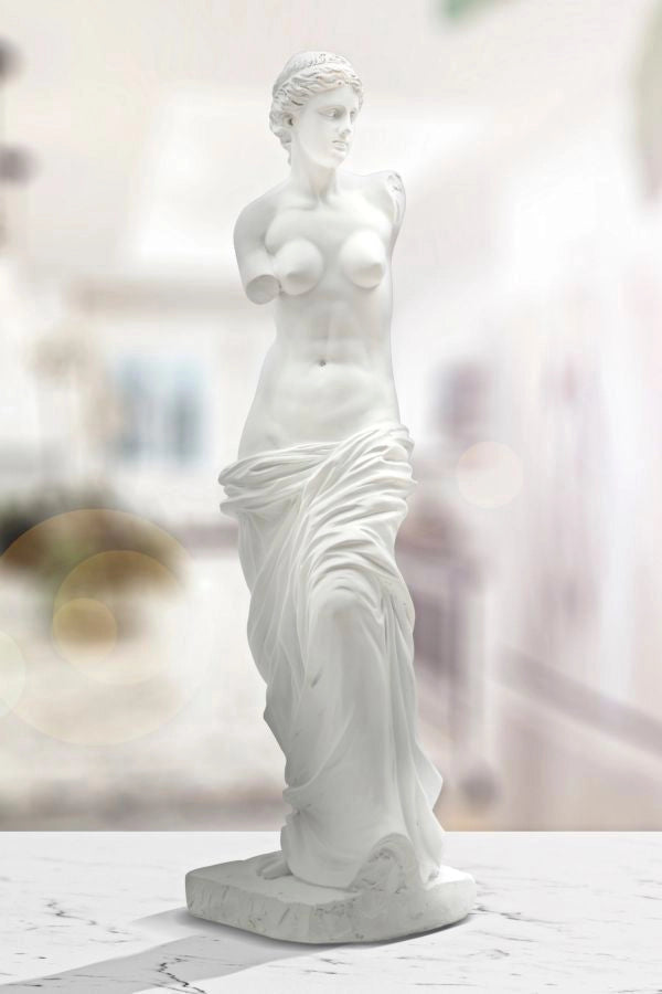 Scultura Statua Woman 14x12x49 cm in Poliresina Bianco