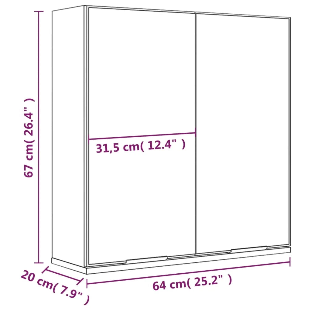 Armadietto a Specchio da Bagno Bianco 64x20x67 cm 811313