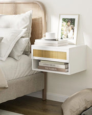 Cassettiere oscillante - Design moderno - Multifunzionale - Materiale in rattan bianco - Pannelli oscillanti - Ideale per camera da letto e bagno