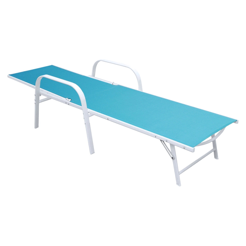 Set di 2 lettini SARDINIA in textilene blu - struttura bianca