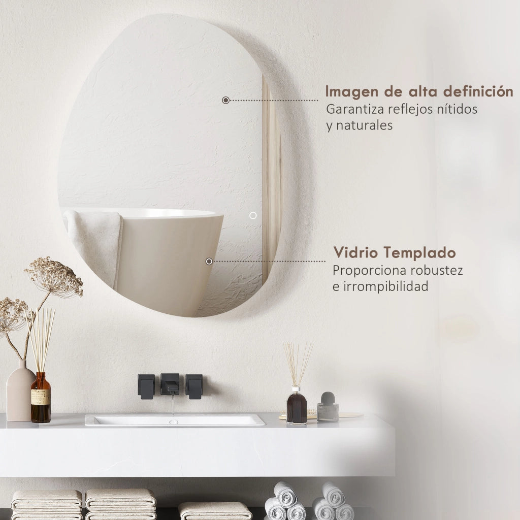 Specchio da Bagno con Luce LED ¨C Zephmum ¨C Bianco 80x60 cm