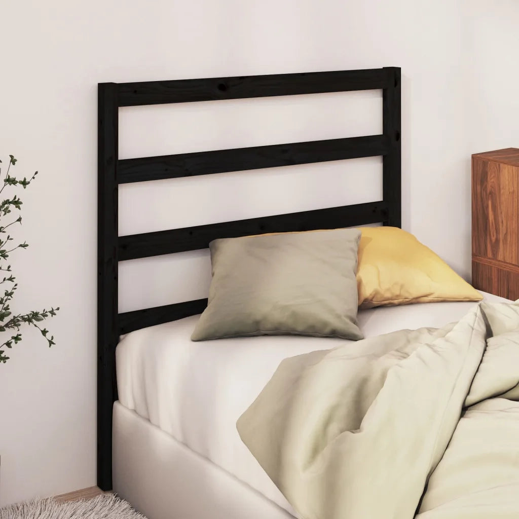 Testiera per Letto Nera 106x4x100 cm in Legno Massello di Pino 817629