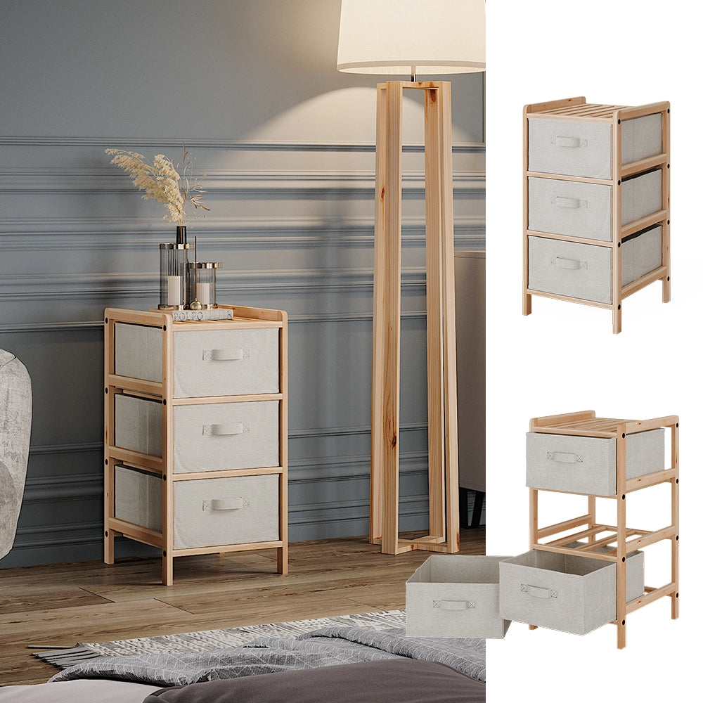 Vicco Mobile da bagno Beige 34.5 x 67 cm con 3 cassetti in tessuto