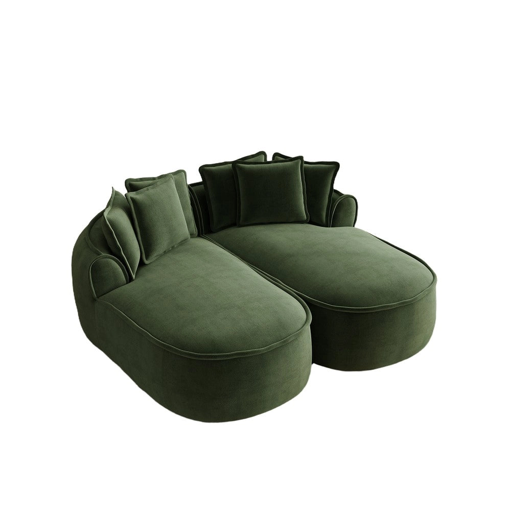 Divano Chaise Longue Doppio in Chenille con Cuscini ¨C Xylo ¨C Verde
