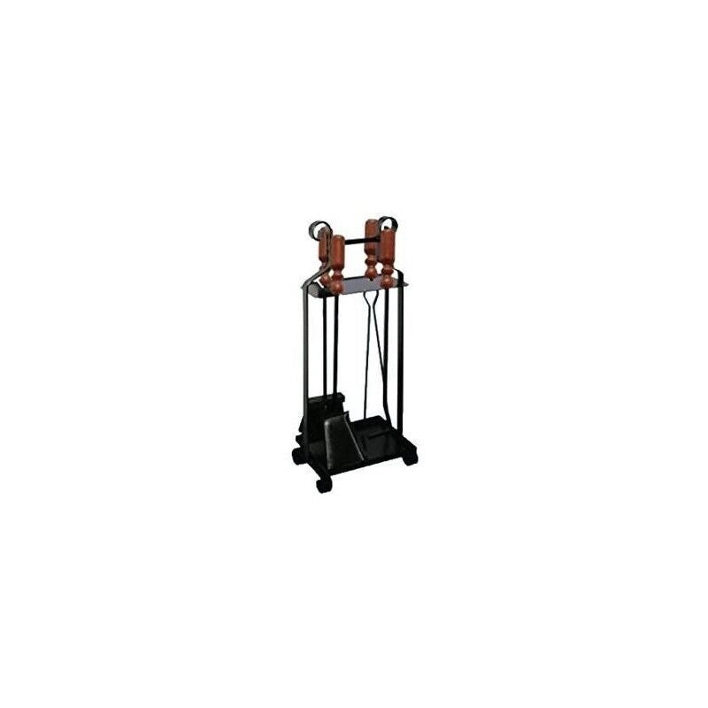 OK TOTEM ATTREZZATURE CAMINO SET 4 UTENSILI CON MANICI IN LEGNO + CONTENITORE