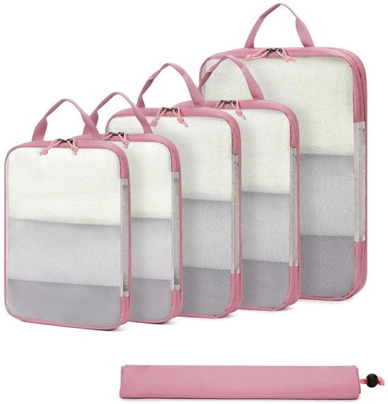 Set di contenitori di compressione da 6 - Sacchetti di compressione - Organizzatore di valigia - Organizzatore di bagagli - Ultraleggero - Risparmia fino al 60% di spazio - Borse di imballaggio