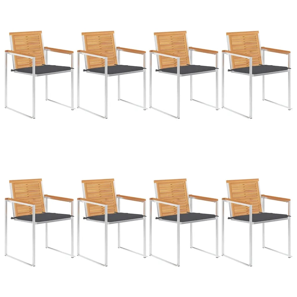 Sedie da Giardino con Cuscini 8 pz in Legno Massello di Teak cod mxl 8690