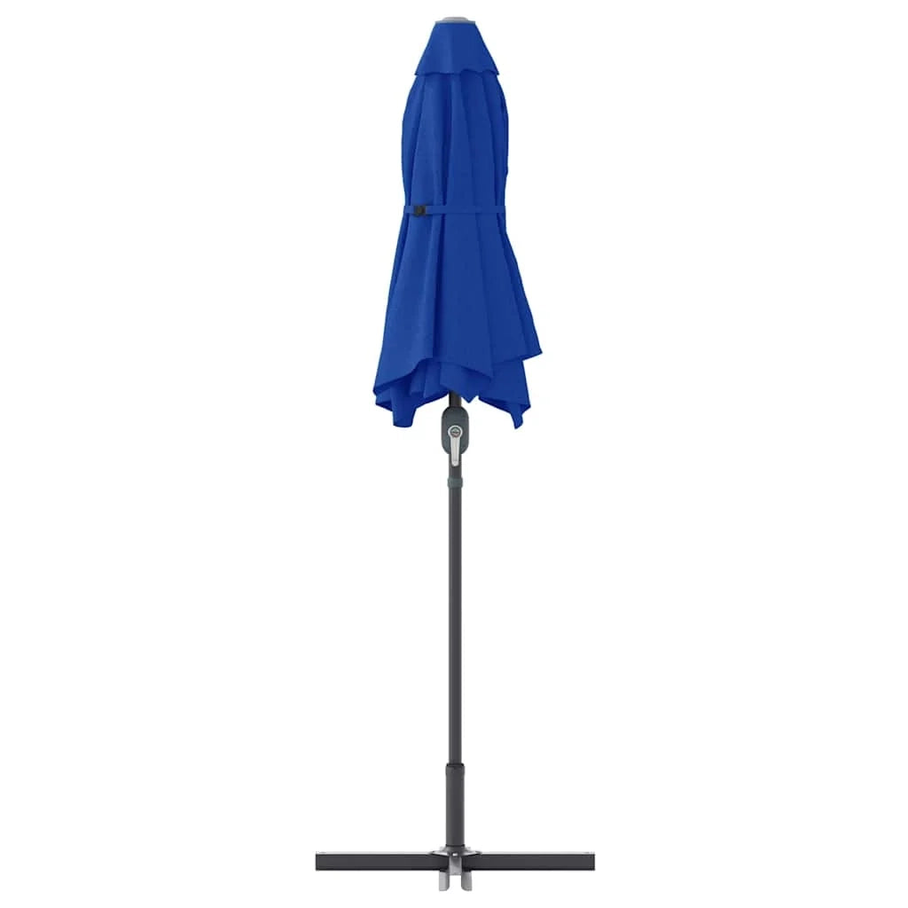 Ombrellone da giardino pieghevole moderno 370 x 197 x 239 cm pratico e resistente in poliestere azzurro 02_0058744