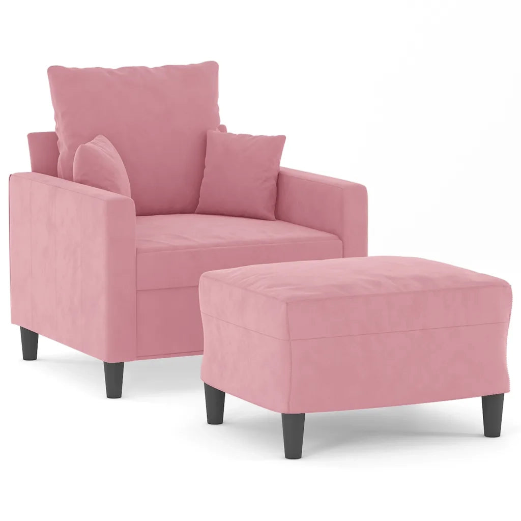 Poltrona con Poggiapiedi Rosa 60 cm Velluto 3201100